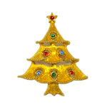 rhinestone Christmas tree brooch