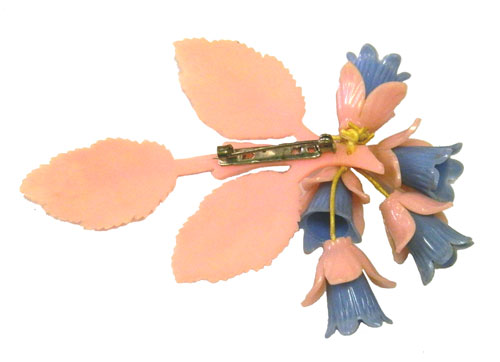 1930's celluloid leaf and flower brooch