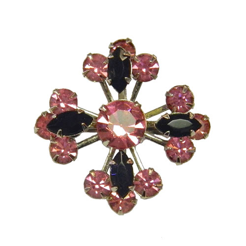 1950's pink rhinestone snowflake