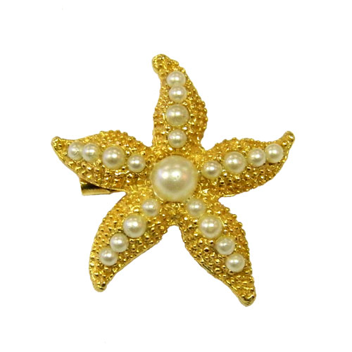 Faux pearl starfish scatter pin