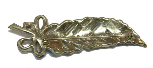 1940's enameled rhinestone brooch