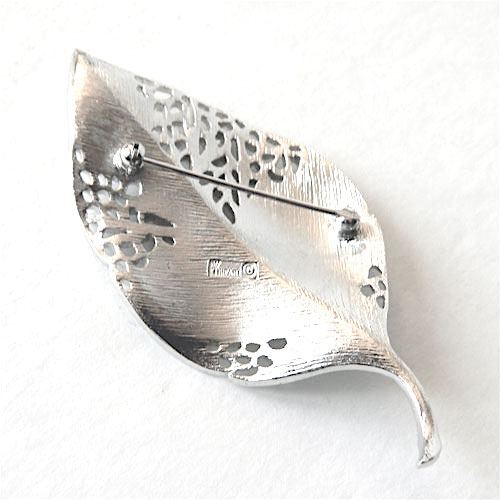 1950's silver Trifari leaf brooch