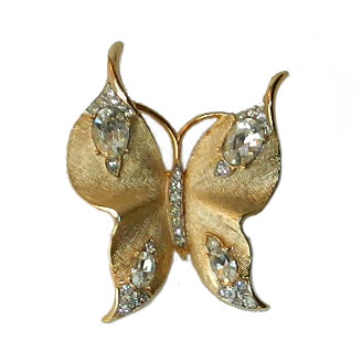 Trifari butterfly rhinestone brooch