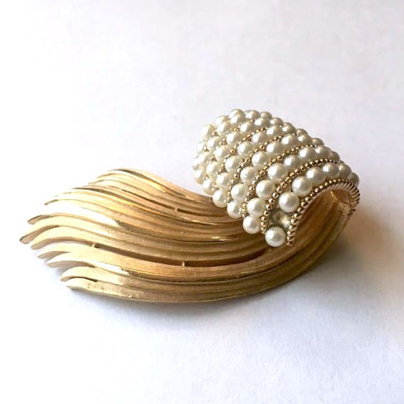 Trifari pearl brooch