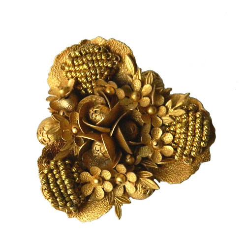 1930's floral brass brooch
