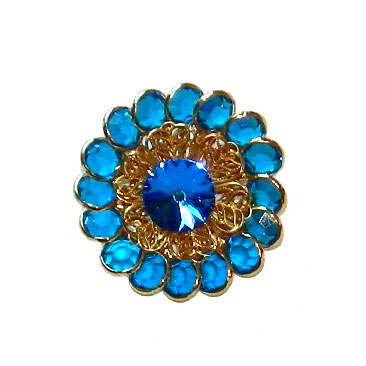 1970's blue rhinestone brooch