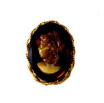 vintage amber glass cameo brooch