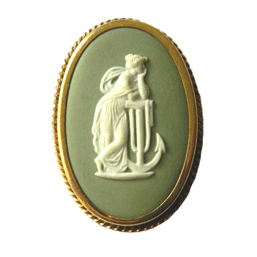 Green Wedgwood brooch