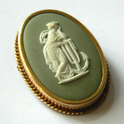 Green Wedgwood brooch