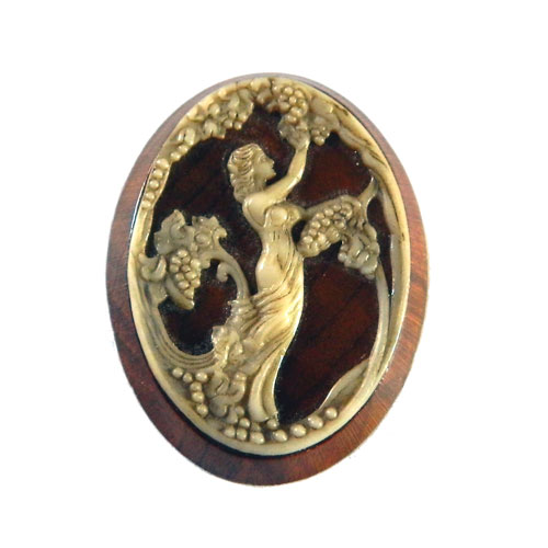 Wooden art nouveau brooch
