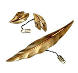 Crown Trifari brooch and earring set