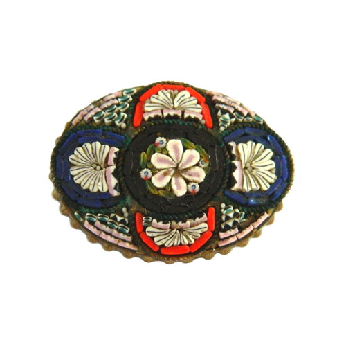 Antique Italian micro mosaic brooch