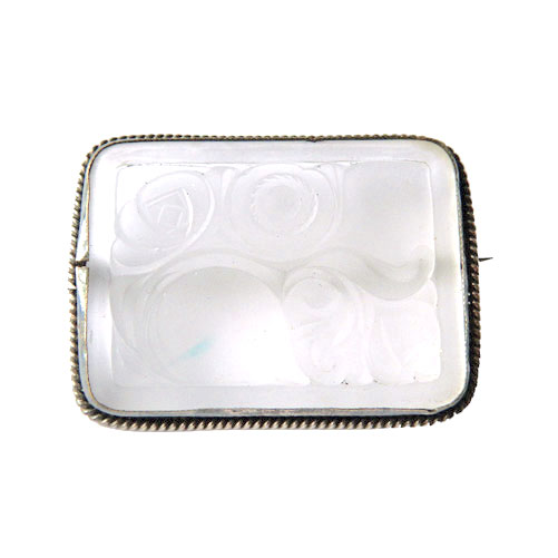 Art deco frosted glass brooch