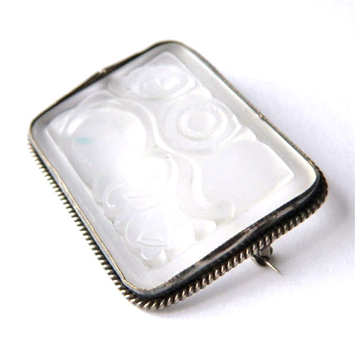 Art deco frosted glass brooch