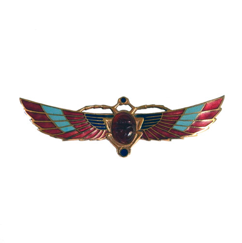 enamelled Egyptian scarab brooch