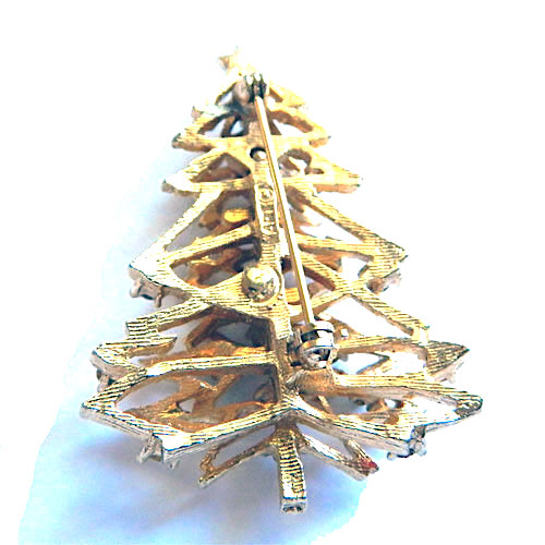 rhinestone Christmas tree pin