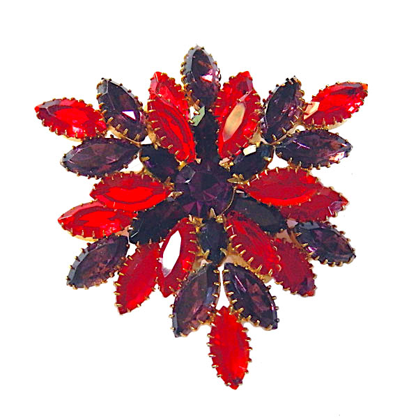 Red rhinestone brooch