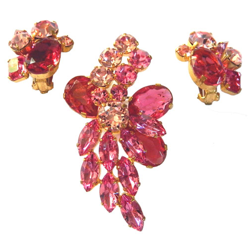 Pink Austrian crystal brooch