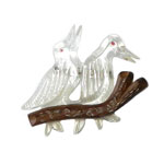 1940s carved lucite brooch