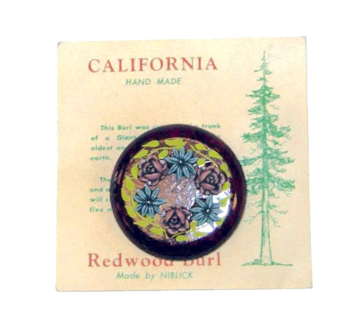 Vintage California redwood souvenir brooch