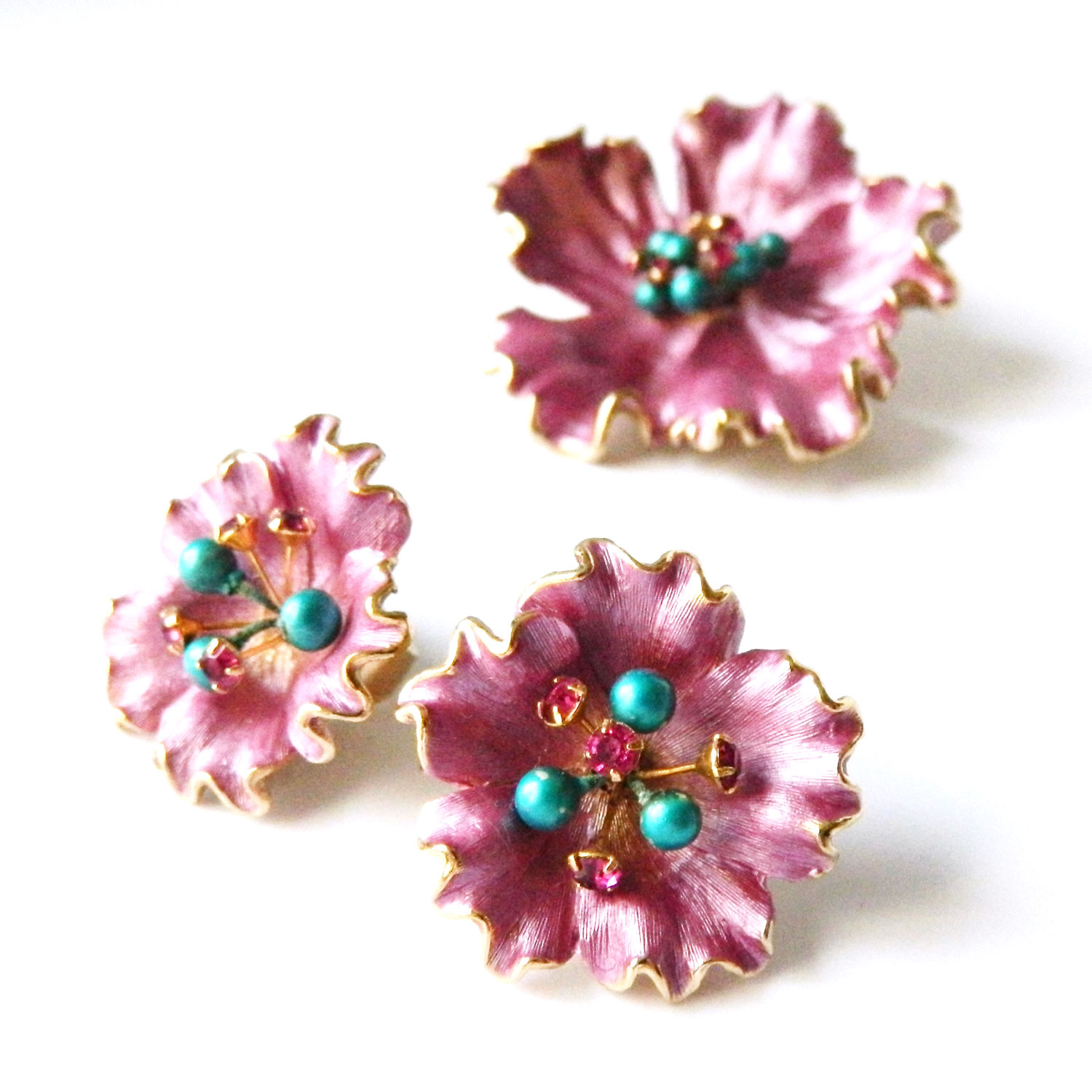 floral brooch and earrings