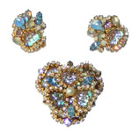 Hobé rhinestone brooch and earring set