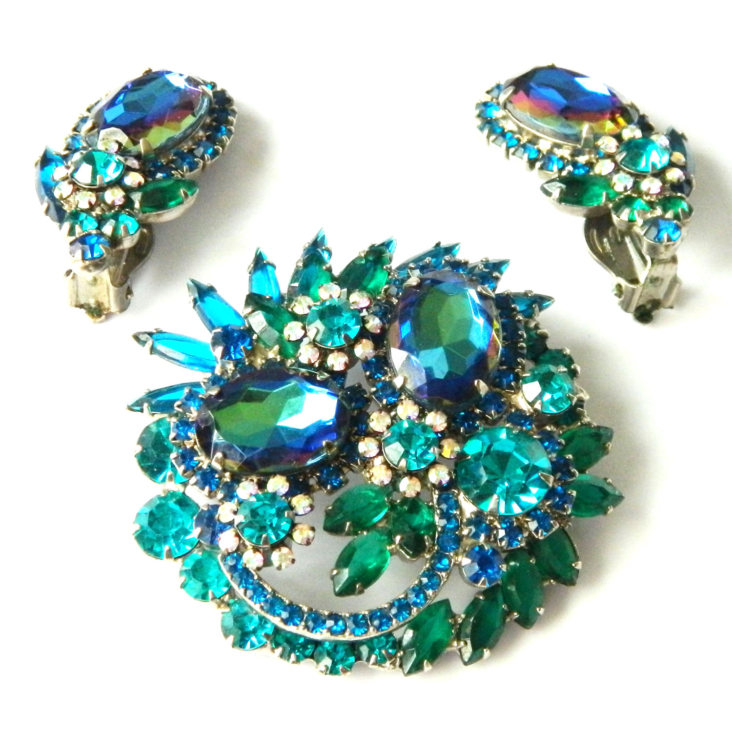 Juliana rhinestone brooch and earring set