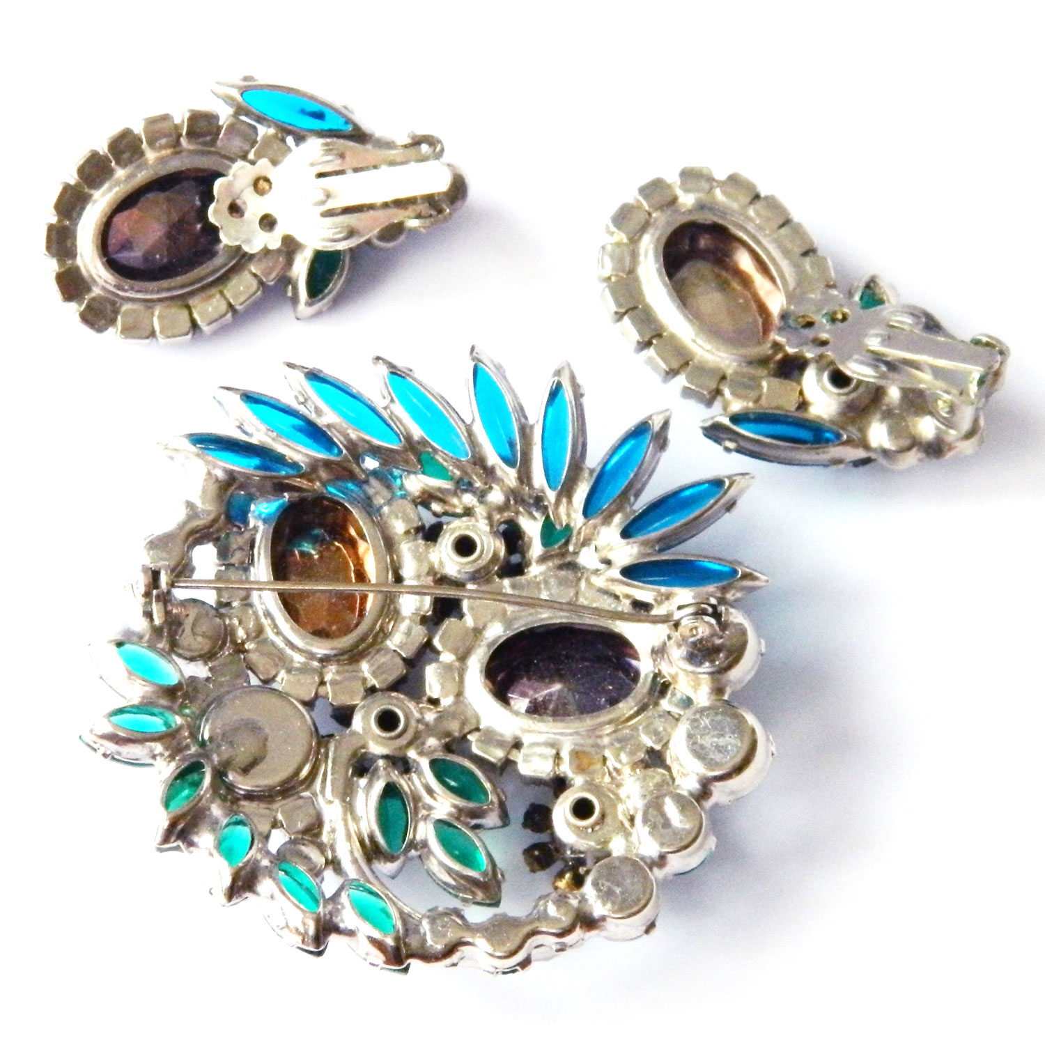 Juliana rhinestone brooch and earring set