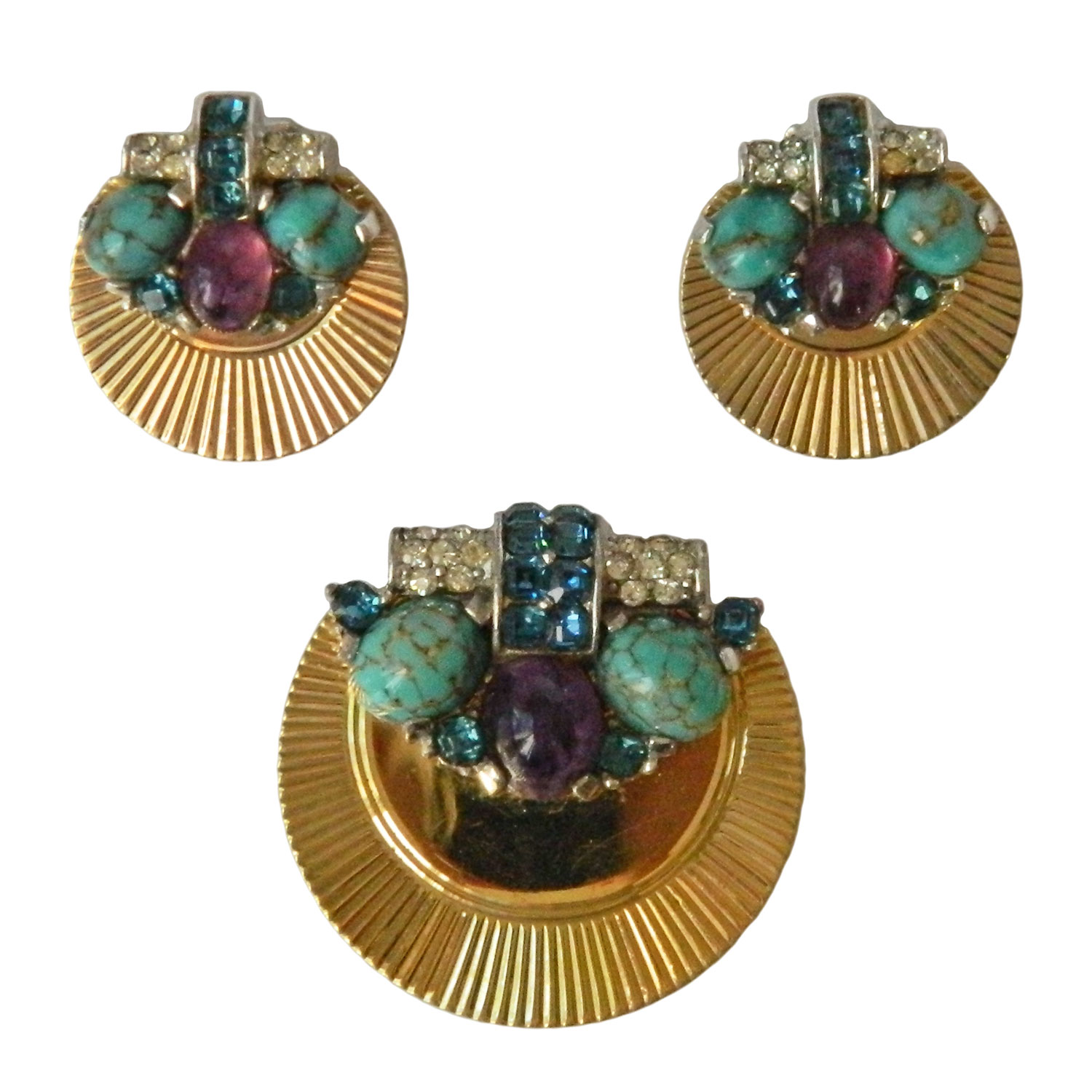 Marcel Boucher rhinestone brooch and earring set