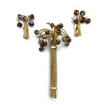 1960s Aurora Borealis crystal brooch and earring set