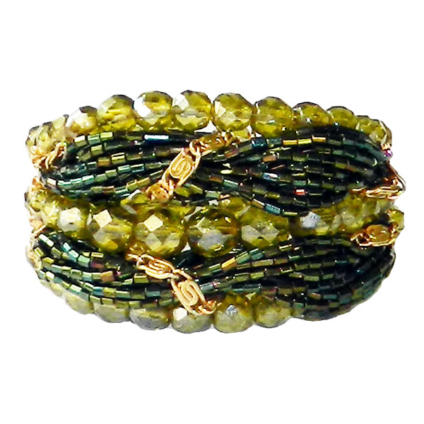1950s expansion bracelet with yellow glass beads