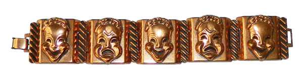 Renoir comedy tragedy copper bracelet