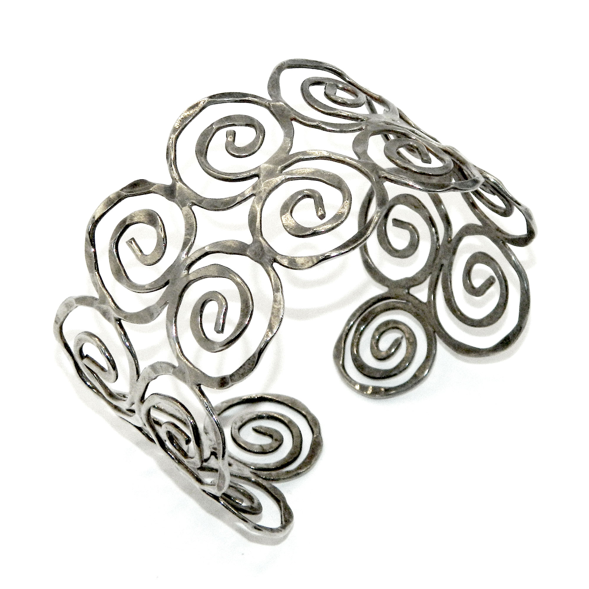 spiral hammered metal cuff bracelet