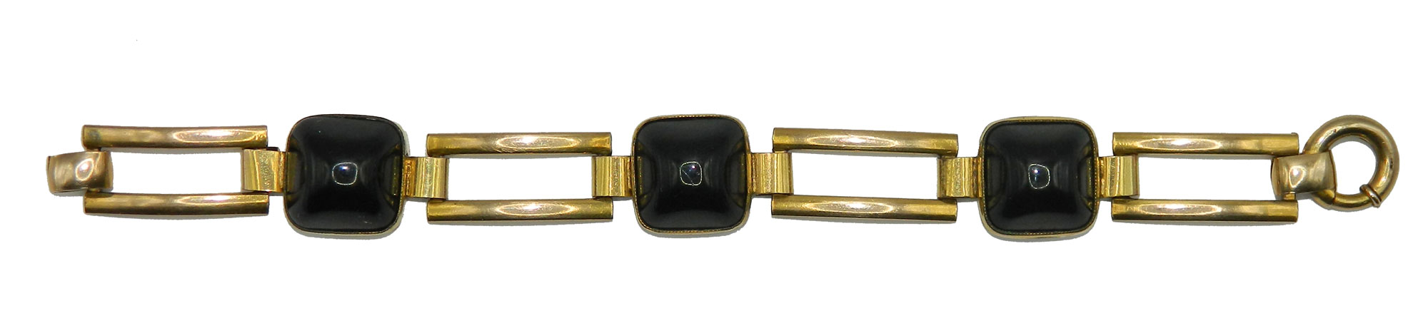 1920s gold filled black onyx bracelet