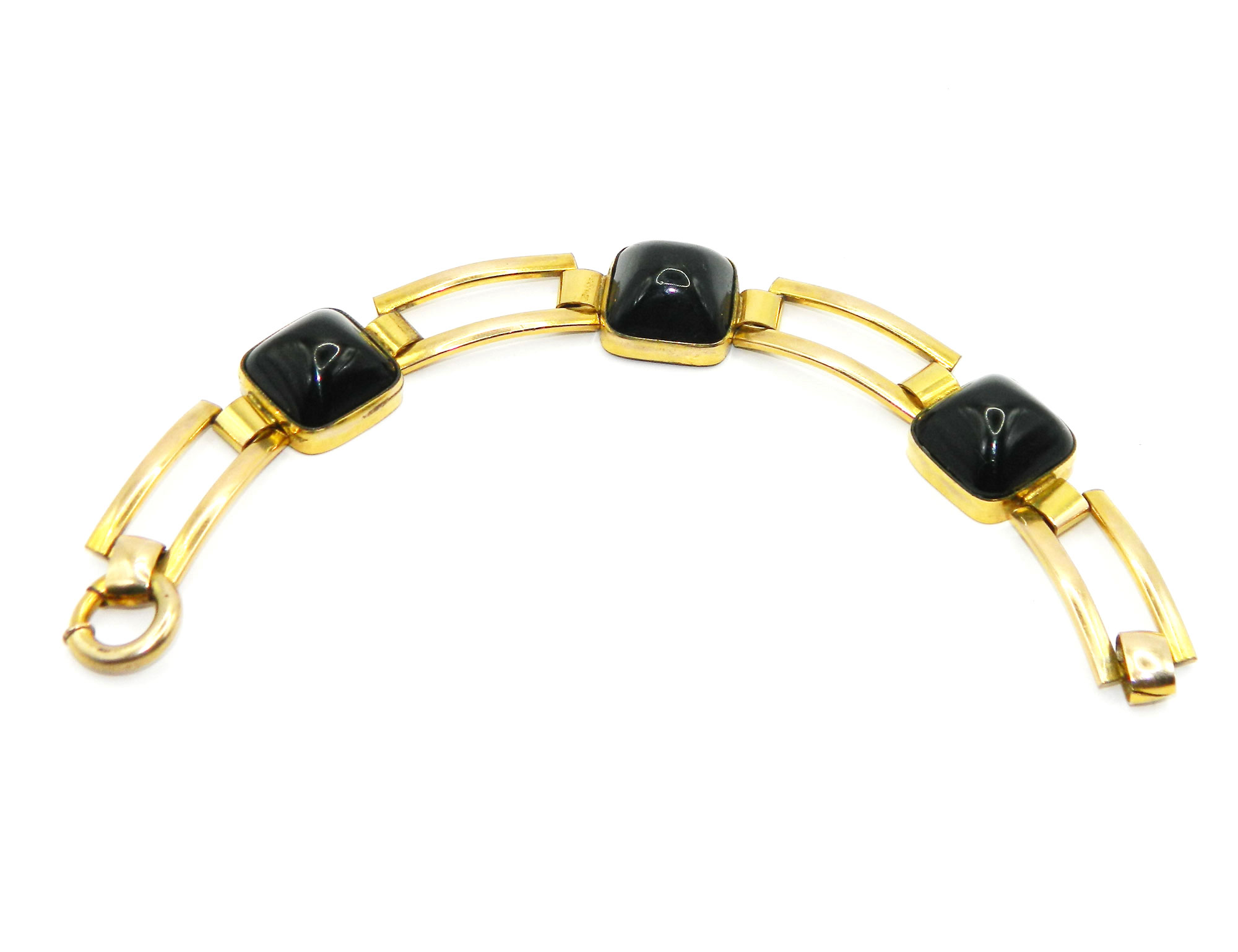 1920s gold filled black onyx bracelet
