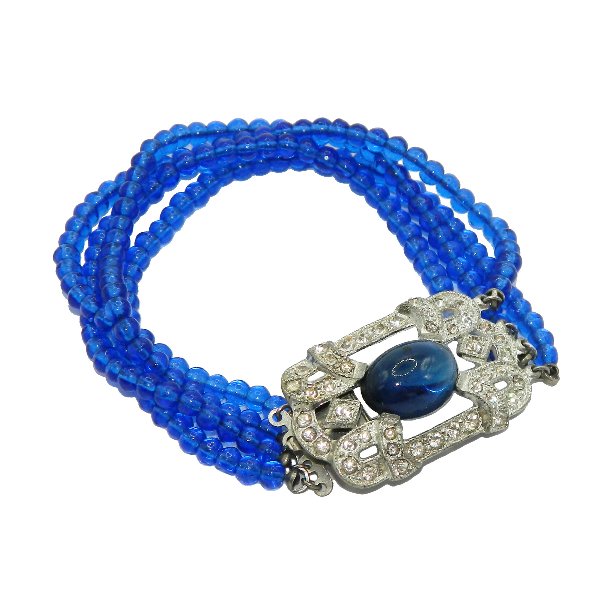 1920s Art Deco cobalt bead bracelet