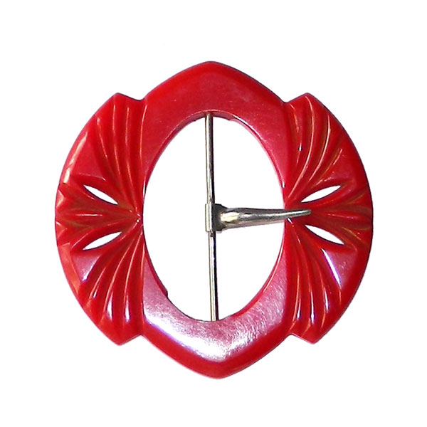1930s red bakelite belt buckle