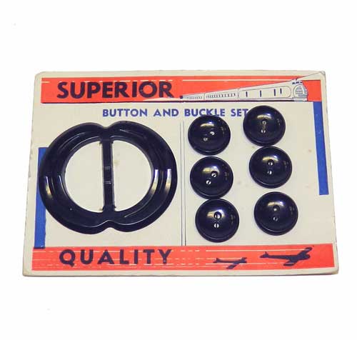 Vintage 1930's bakelite slide belt buckle and matching buttons