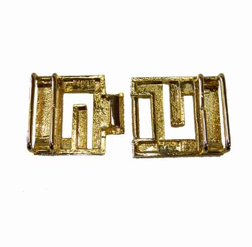 Vintage polished brass Greek Key belt buckle