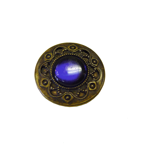 antique brass and cobalt blue glass button