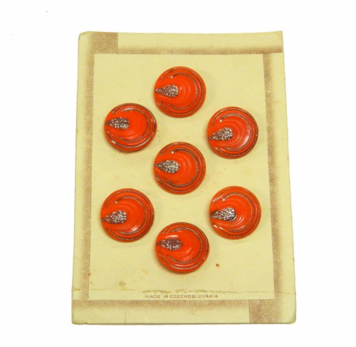 1930's orange Czechoslovakian glass buttons