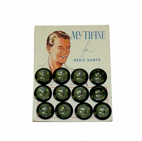Set of 12 1940's green shirt buttons