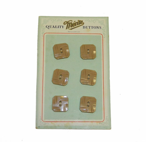 Set of 6 1930's square Art Deco buttons