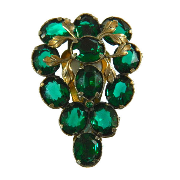 1930's green rhinestone clip