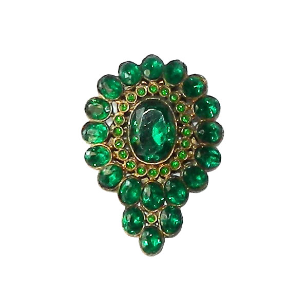 1930's green rhinestone dress clip