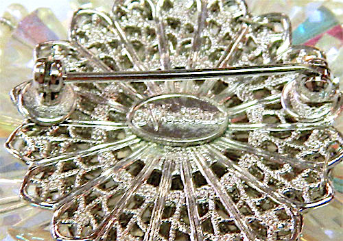 Vintage aurora borealis Vendome crystal brooch
