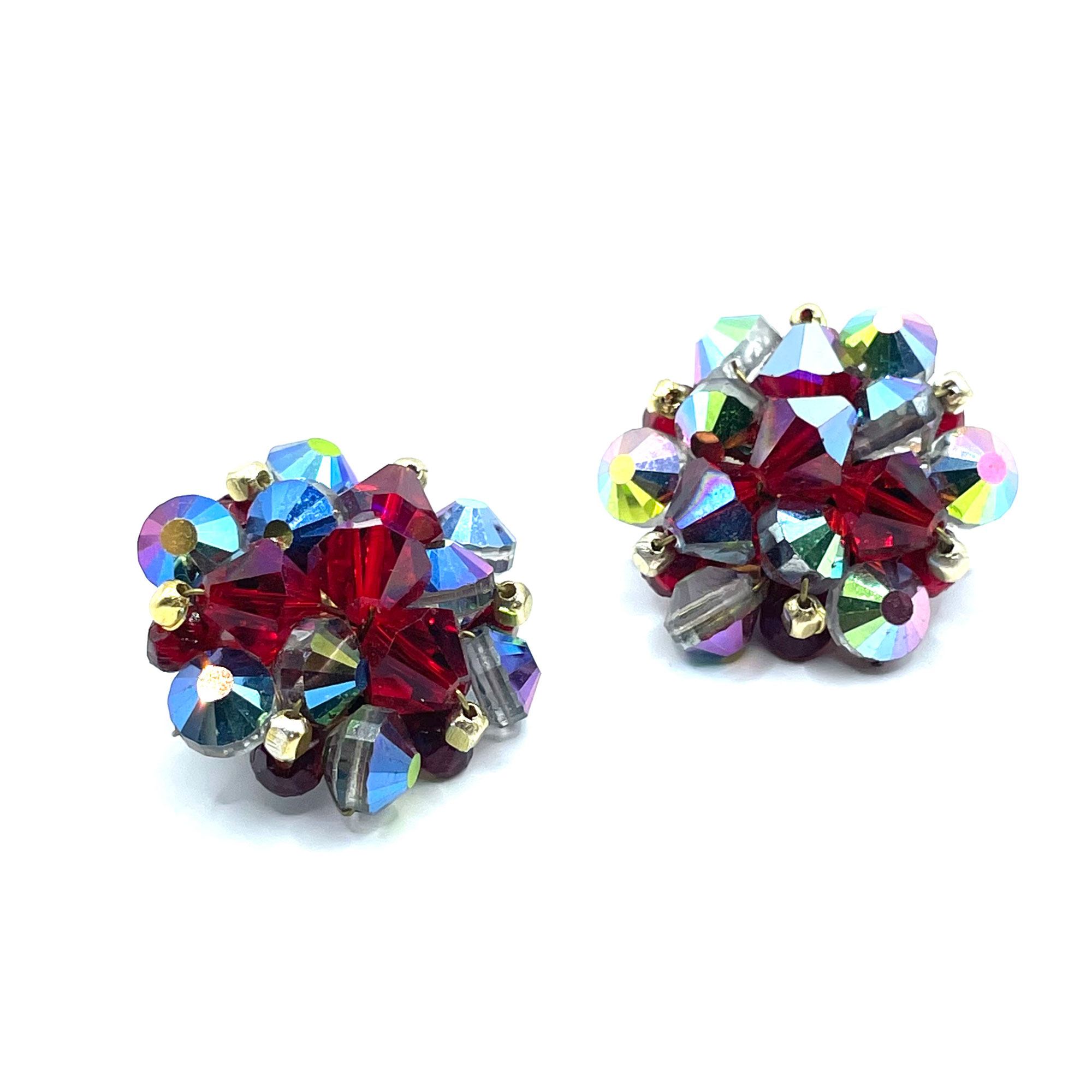 1950s red crystal earrings