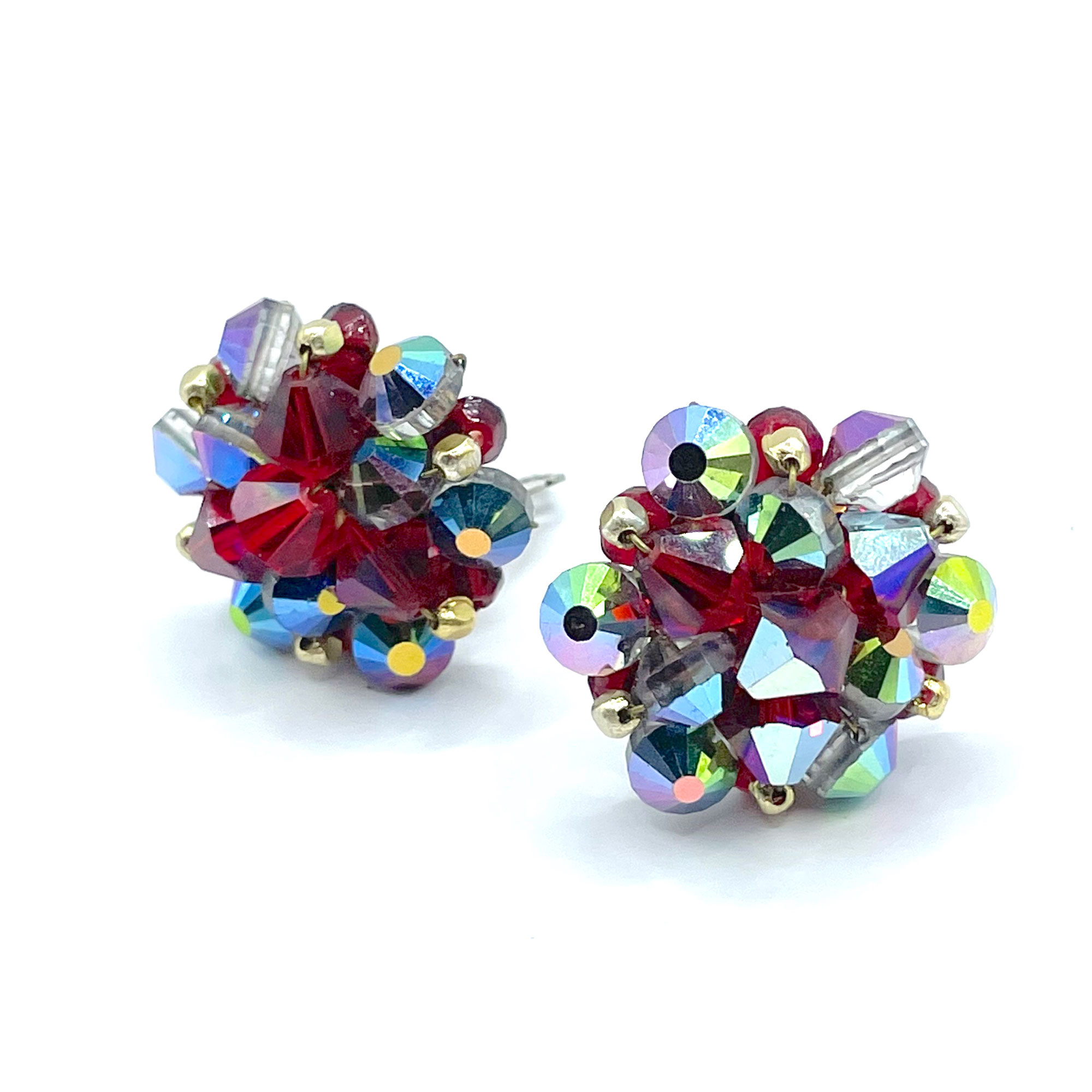 1950s red crystal earrings
