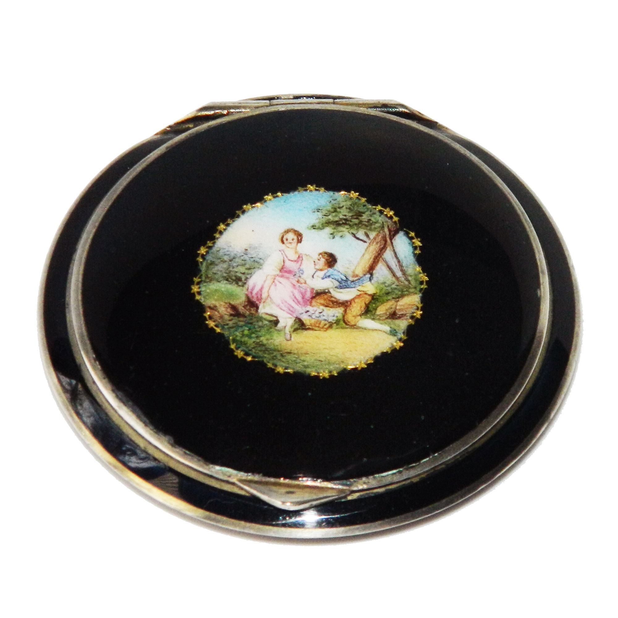 antique enameled compact