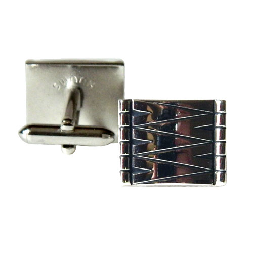 silver and black cuff links
